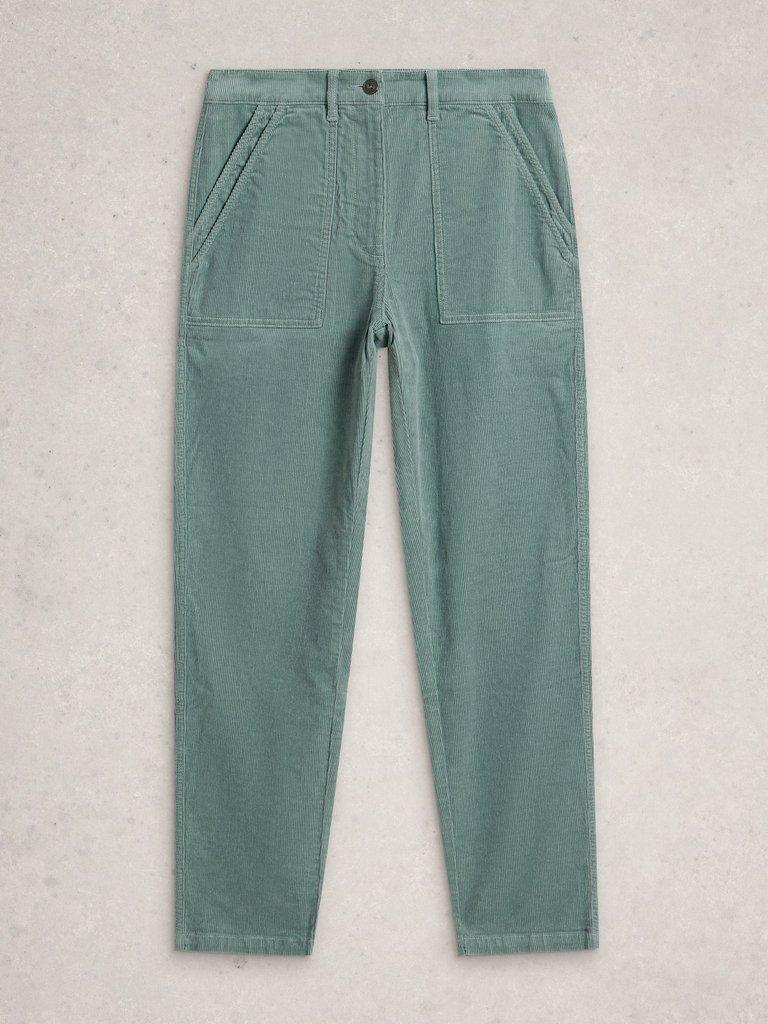 Twister Cord Ankle Length Trouser in MID BLUE - FLAT FRONT