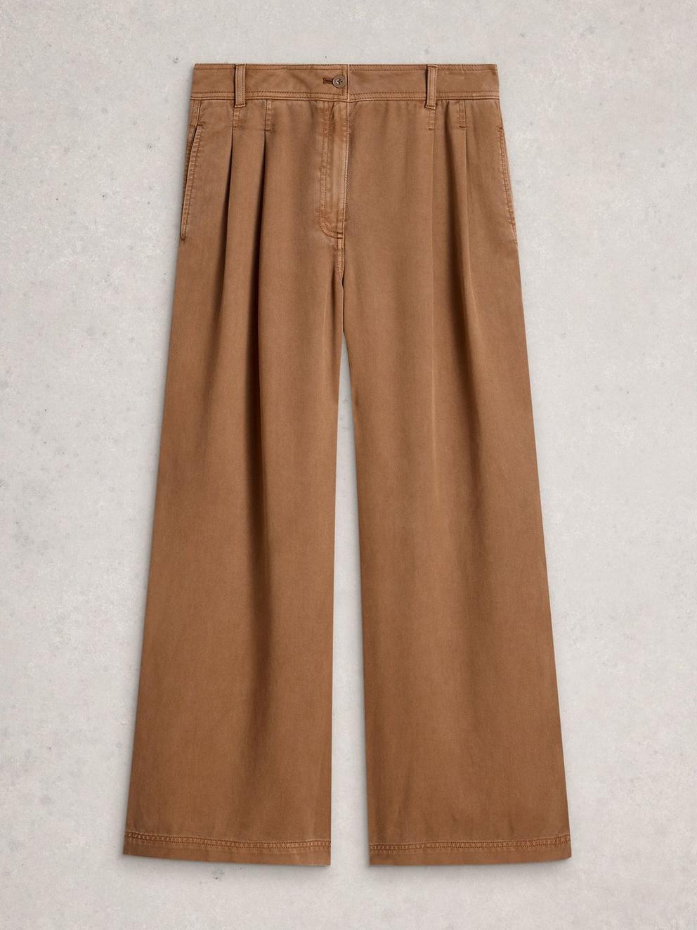 Sasha Full Length Wide Leg Trouser in MID TAN - FLAT FRONT