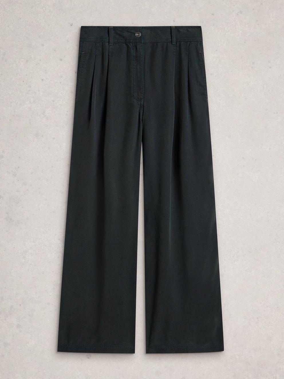 Sasha Full Length Wide Leg Trouser in WASHED BLK - FLAT FRONT