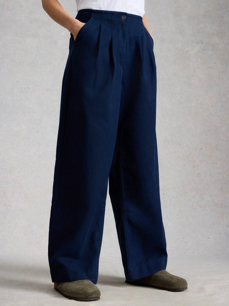 Clara Wide Leg Trouser in DARK NAVY - LIFESTYLE