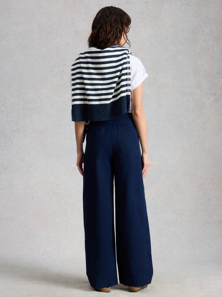 Clara Wide Leg Trouser in DARK NAVY - MODEL BACK