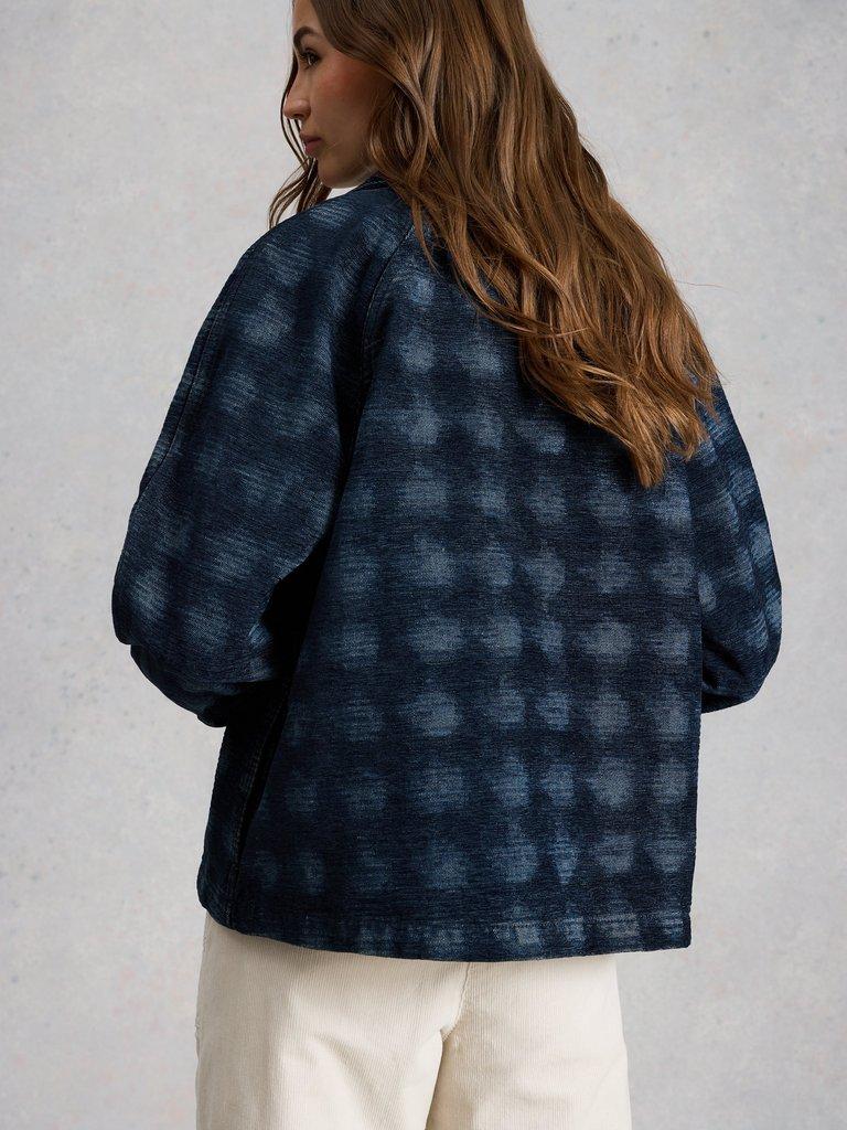 Eden Denim Jacquard Jacket in DENIM MLT - MODEL BACK