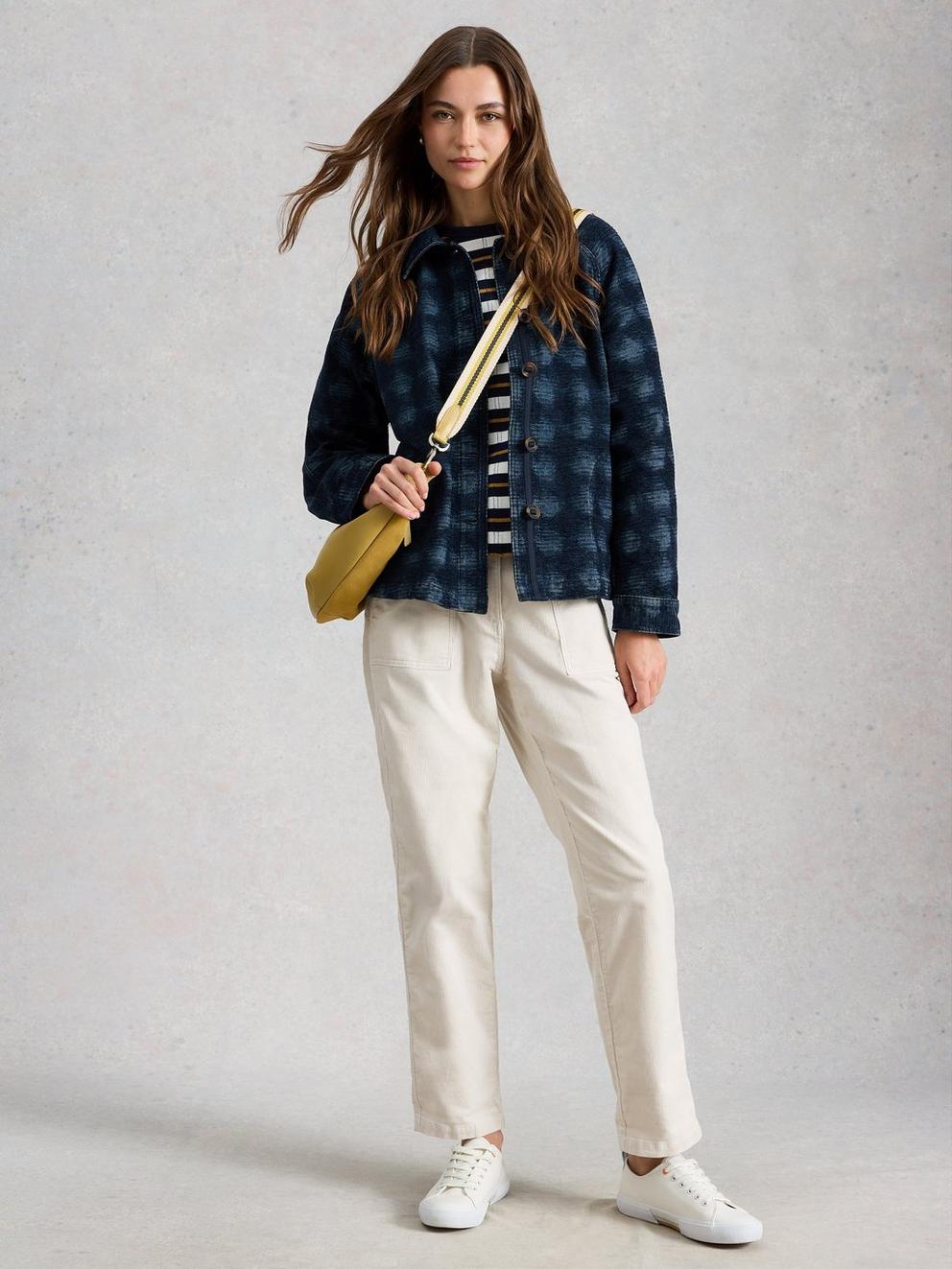 Eden Denim Jacquard Jacket in DENIM MLT - MODEL FRONT