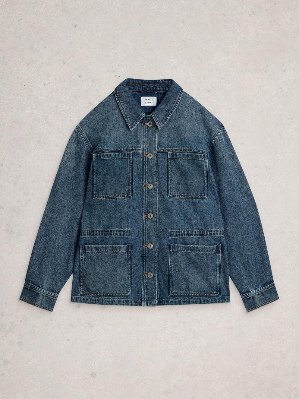 Luna Denim Jacket in MID DENIM - FLAT FRONT