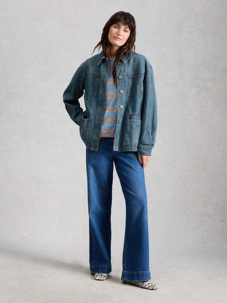 Luna Denim Jacket in MID DENIM - MODEL FRONT