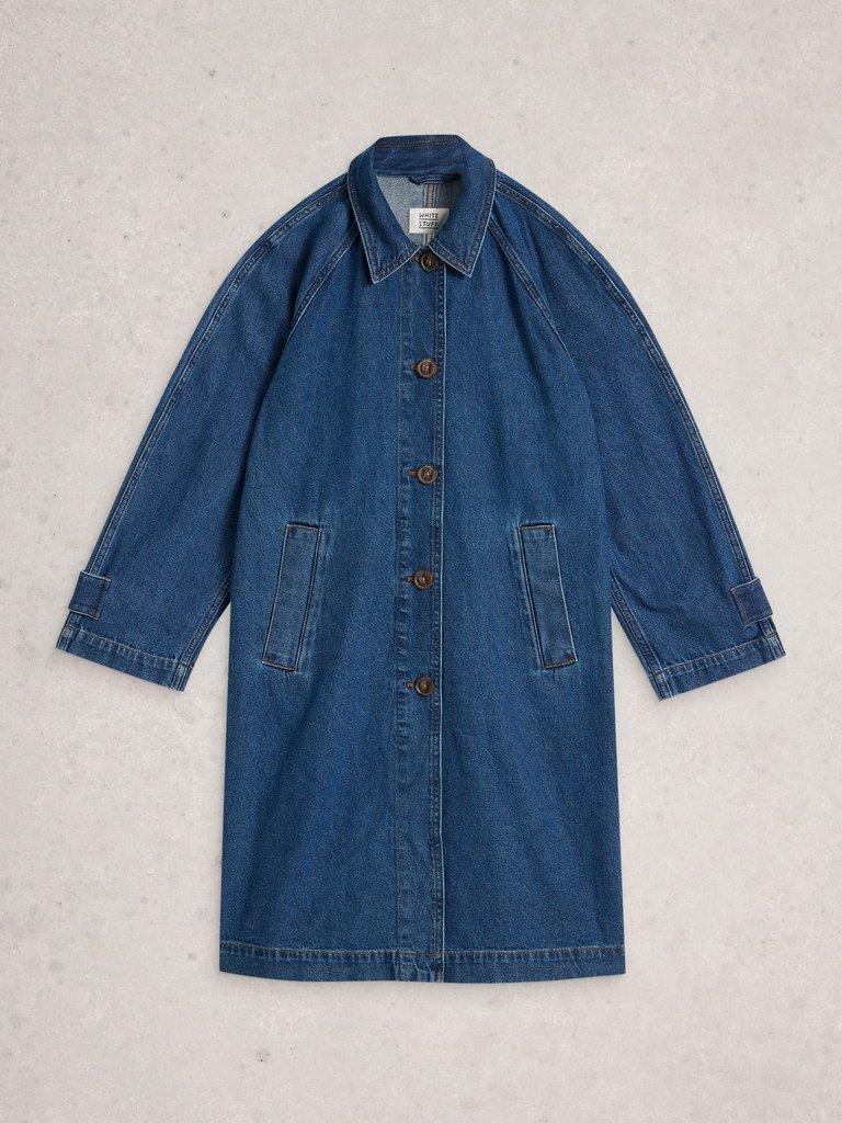 Oakleigh Collared Denim Coat in MID DENIM - FLAT FRONT