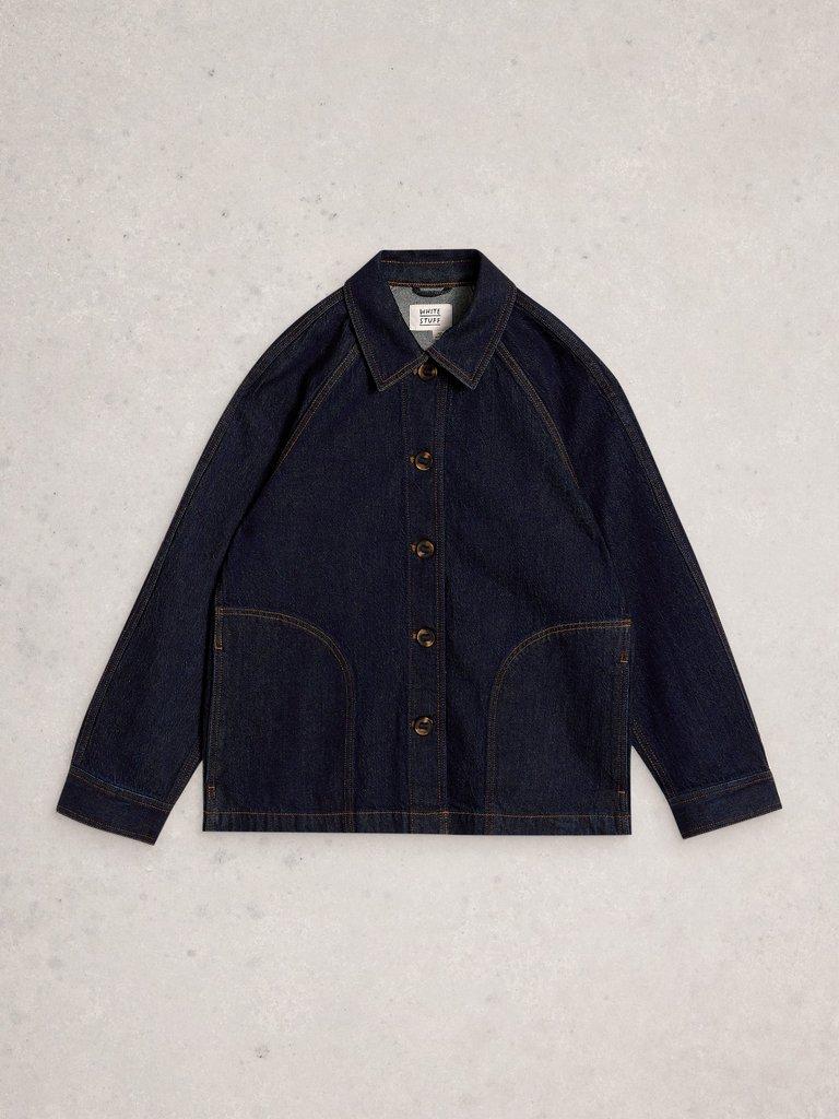 Denim Eden Collared Jacket in DK DENIM - FLAT FRONT