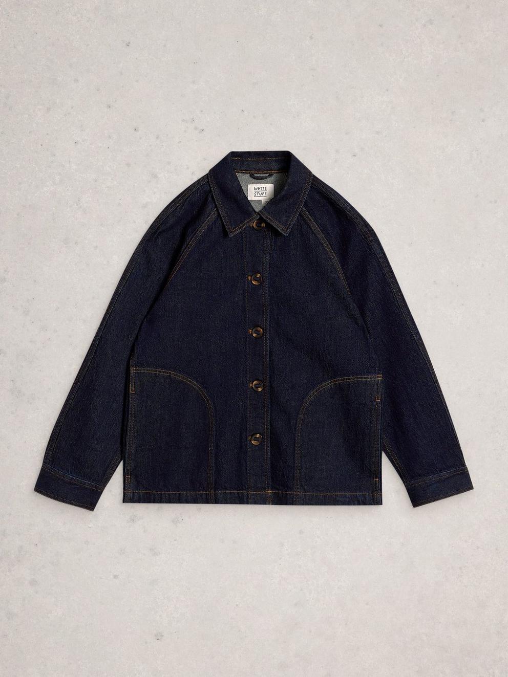Denim Eden Collared Jacket in DK DENIM - FLAT FRONT