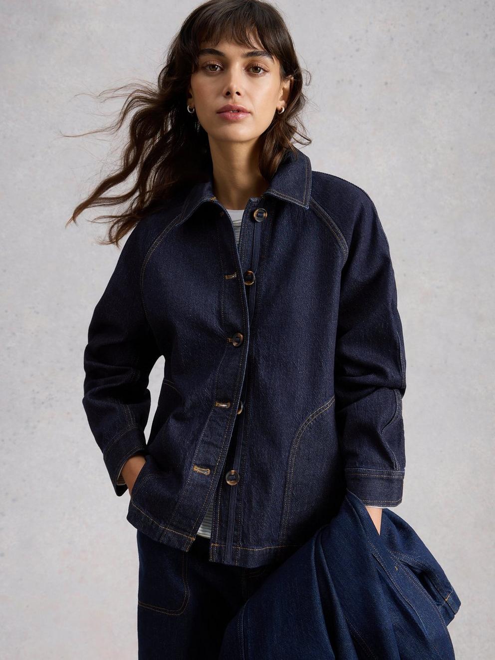 Denim Eden Collared Jacket in DK DENIM - LIFESTYLE