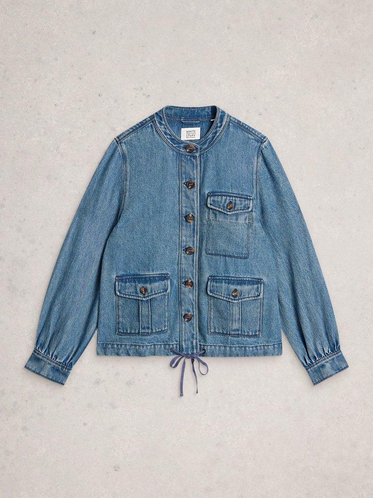 Demi Utility Denim Jacket in MID DENIM - FLAT FRONT