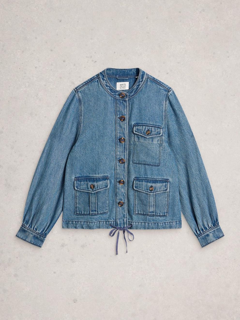 Demi Utility Denim Jacket in MID DENIM - FLAT FRONT