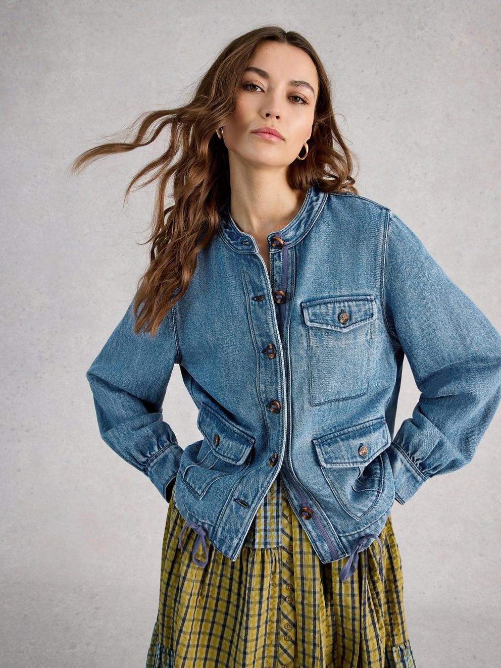Demi Utility Denim Jacket in MID DENIM - LIFESTYLE