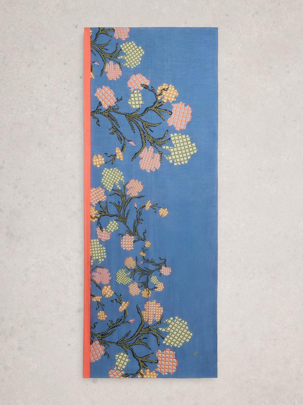 Callie Print Scarf in BLUE MLT - FLAT BACK