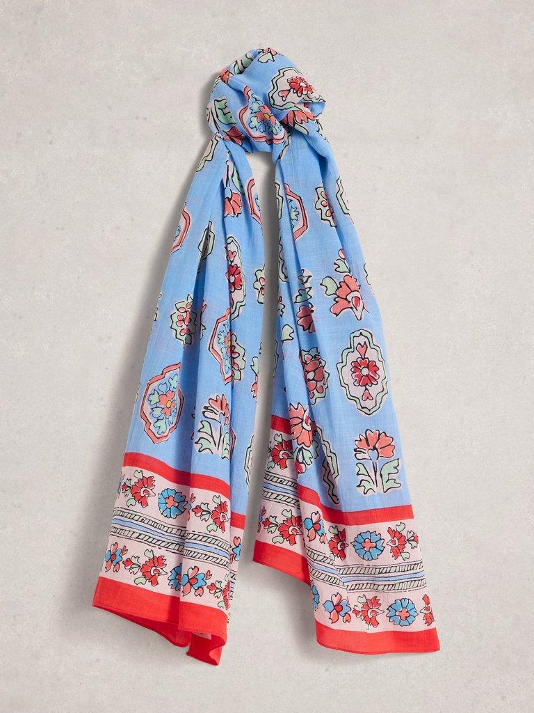 Callie Print Scarf in BLUE PR - FLAT FRONT
