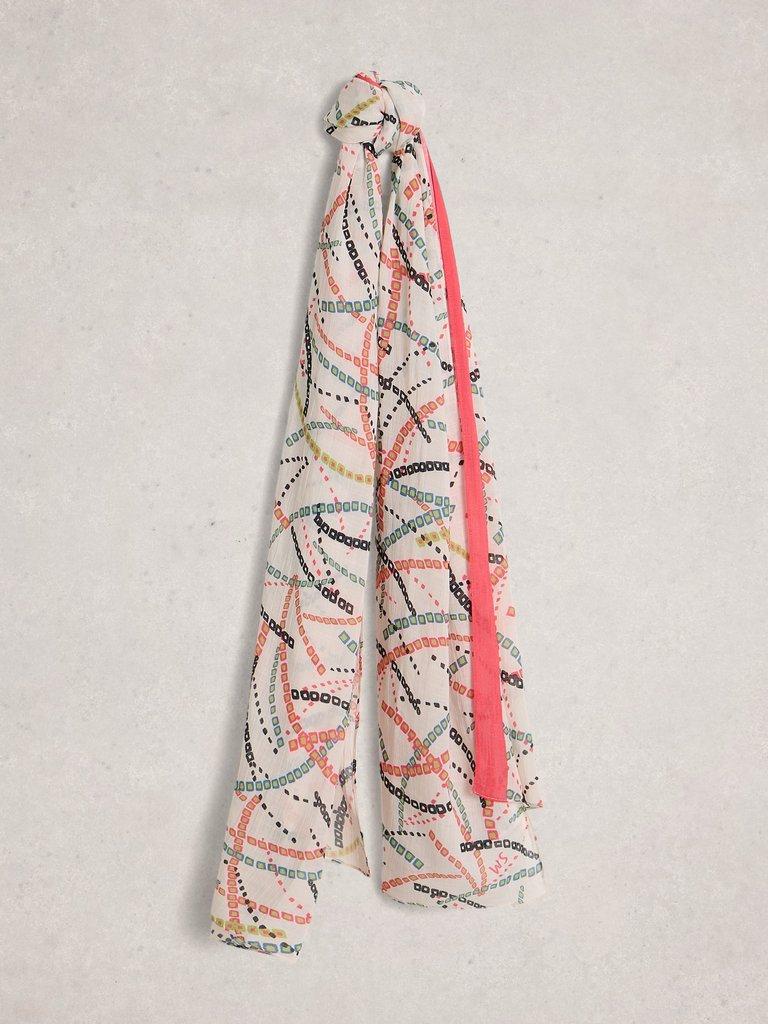 Callie Print Scarf in IVORY PR - FLAT FRONT