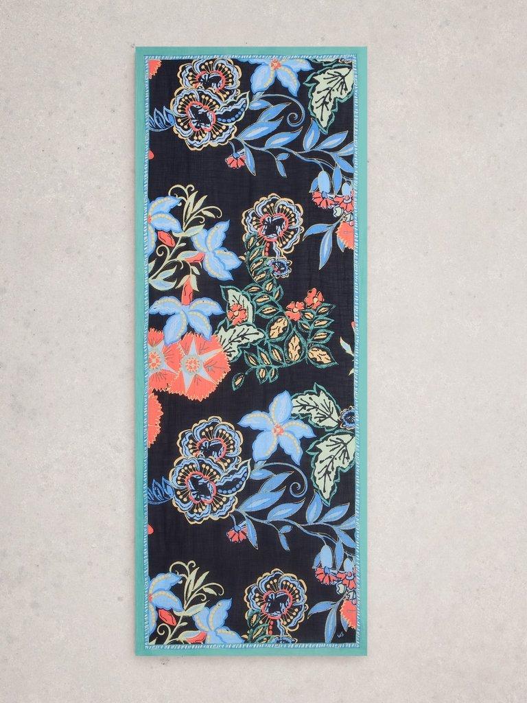 Callie Print Scarf in NAVY MULTI - FLAT BACK