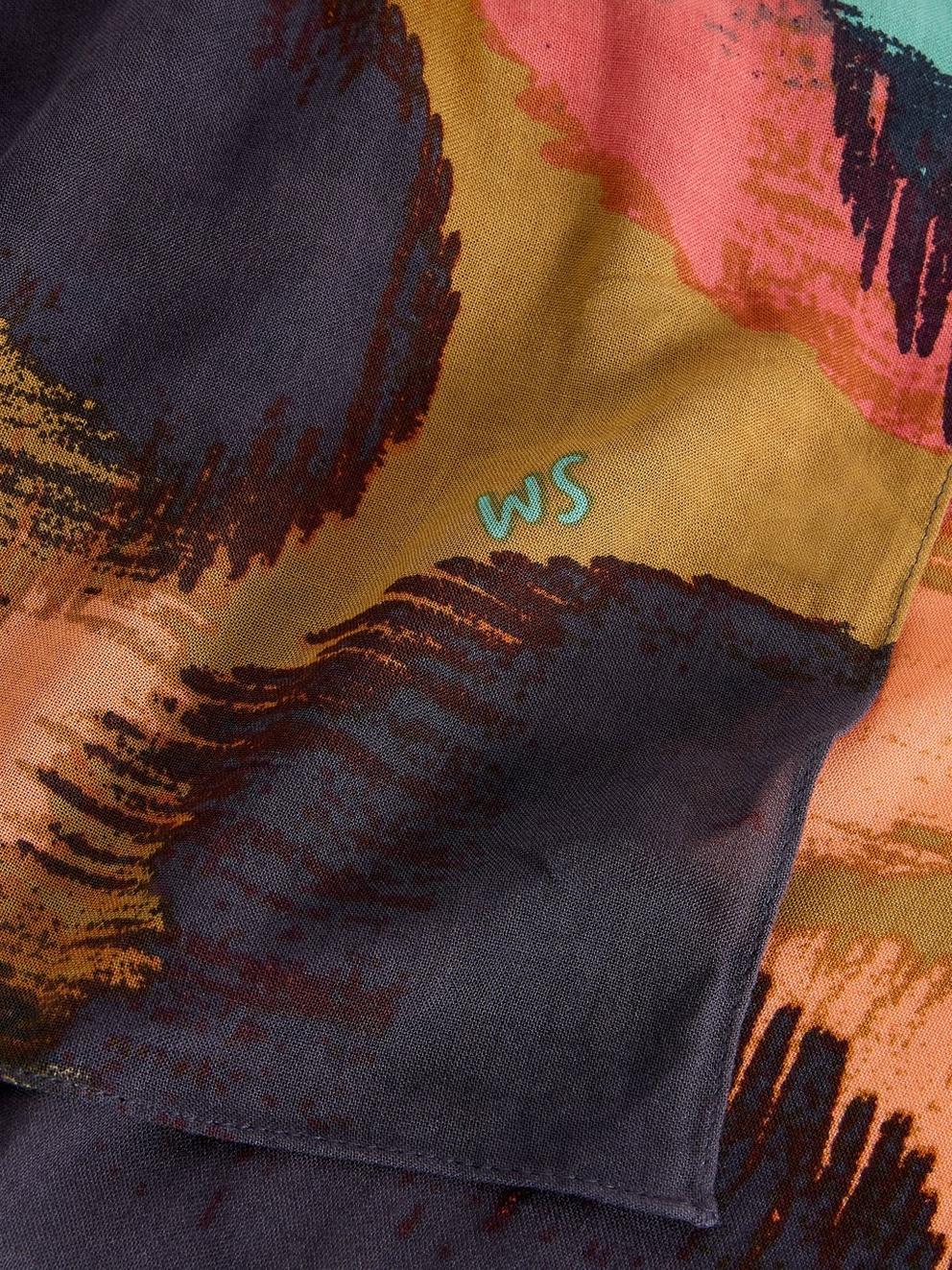 Sophie Print Scarf in BLK MLT - FLAT DETAIL