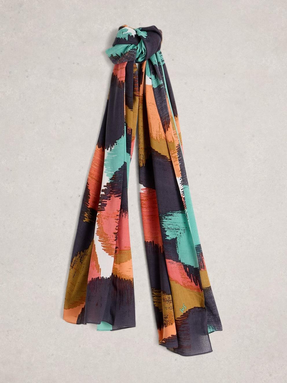 Sophie Print Scarf in BLK MLT - FLAT FRONT