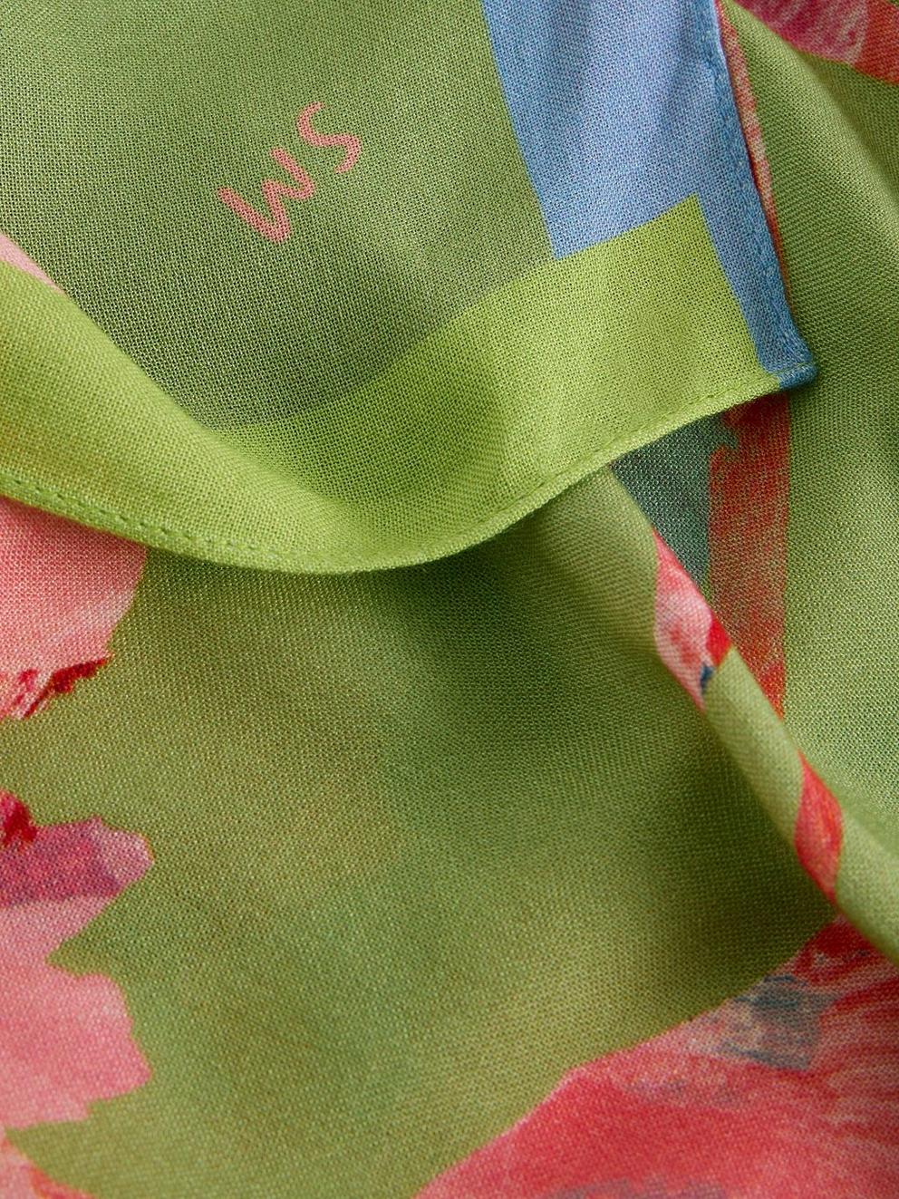 Sophie Print Scarf in GREEN PR - FLAT DETAIL