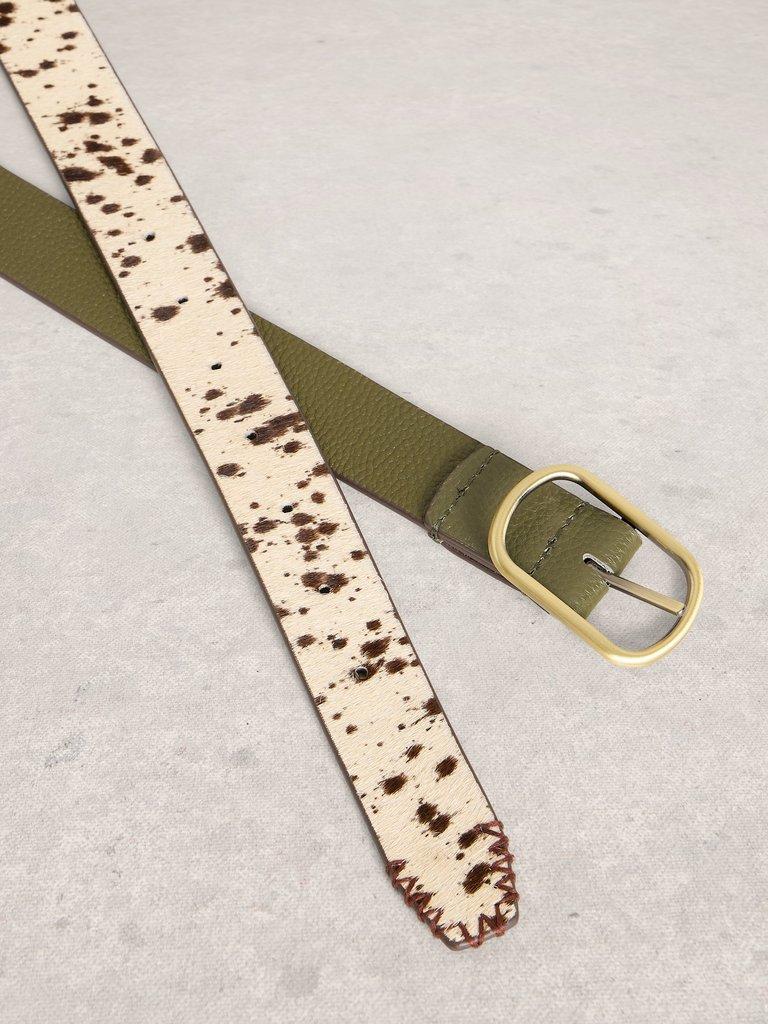 Leather Reversible Belt in GREEN MLT - FLAT DETAIL