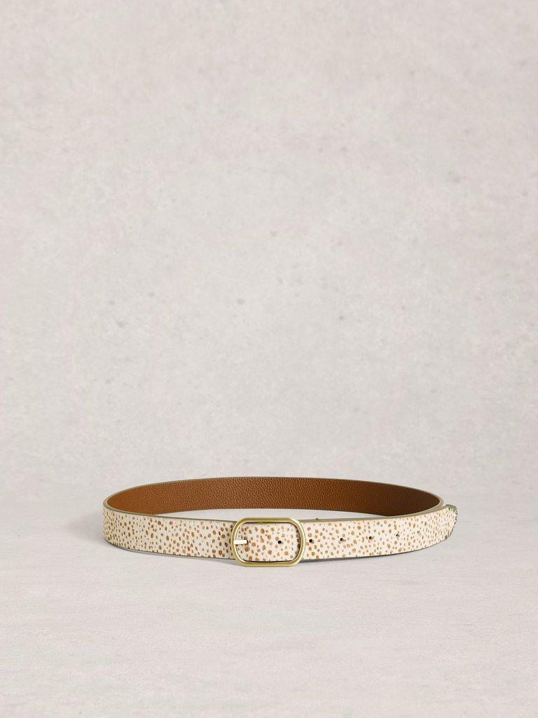 Leather Reversible Belt in TAN MULTI - FLAT BACK