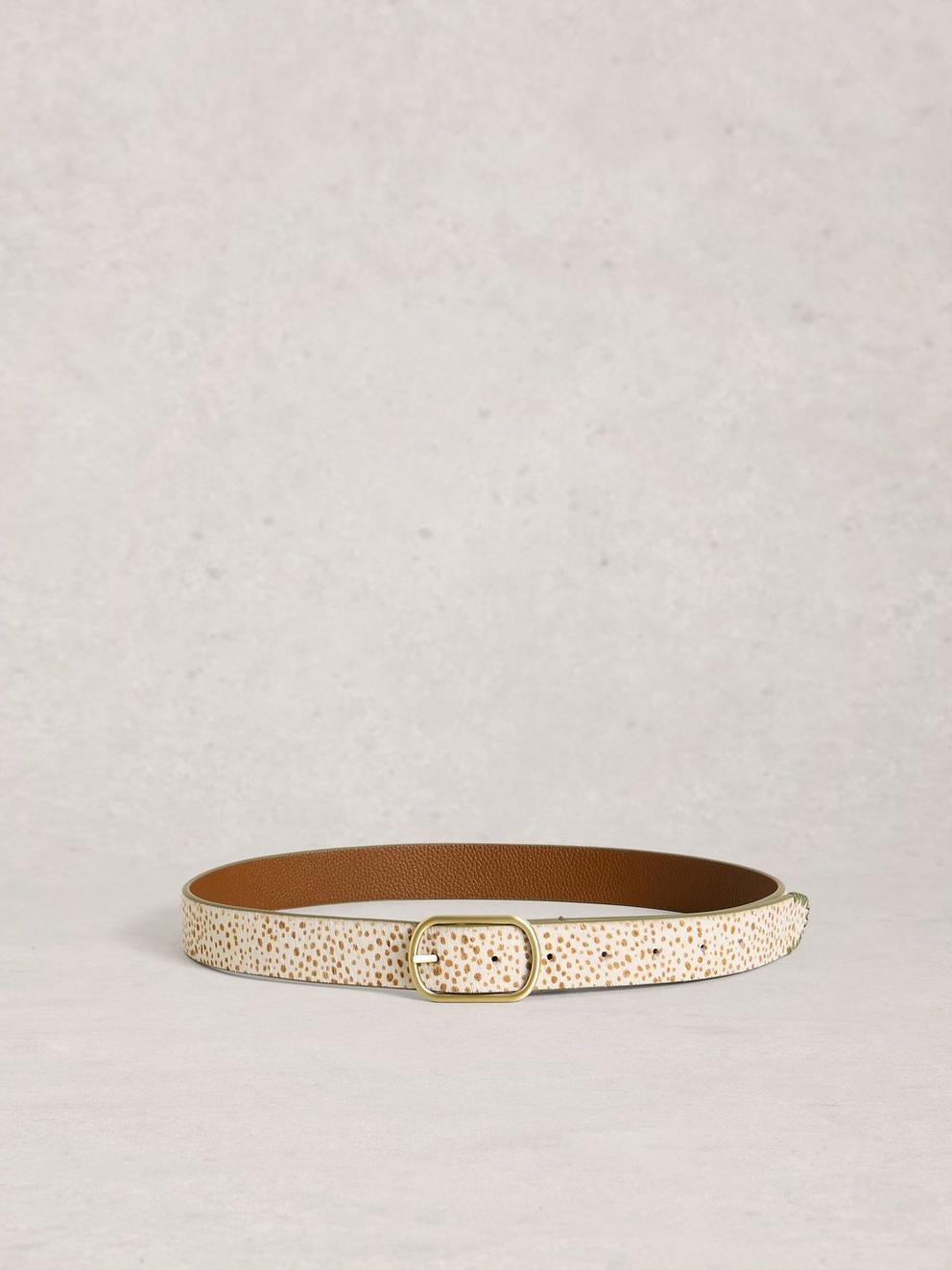 Leather Reversible Belt in TAN MULTI - FLAT BACK