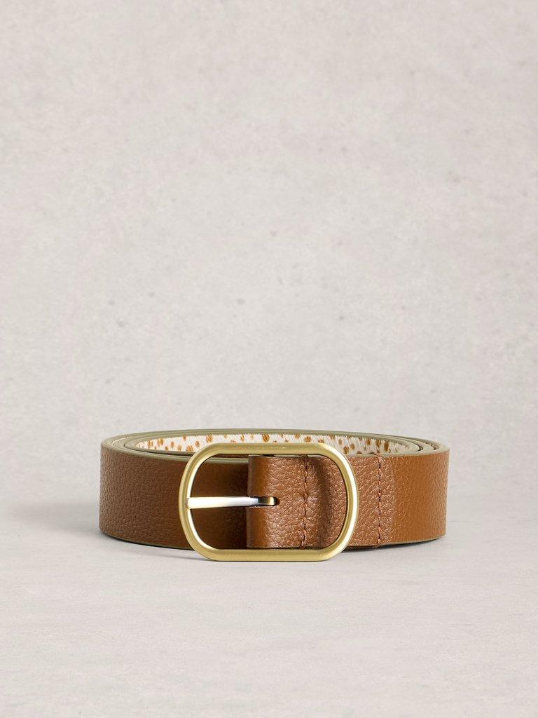 Leather Reversible Belt in TAN MULTI - FLAT FRONT
