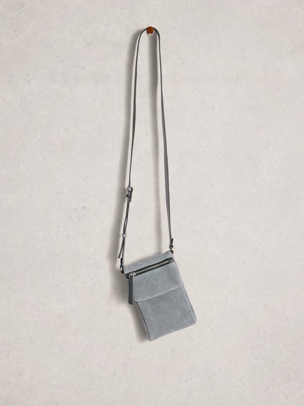 Tiggy Zip Phone Bag in DUS BLUE - FLAT FRONT