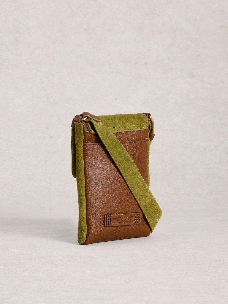Tiggy Zip Phone Bag in GREEN MLT - FLAT BACK