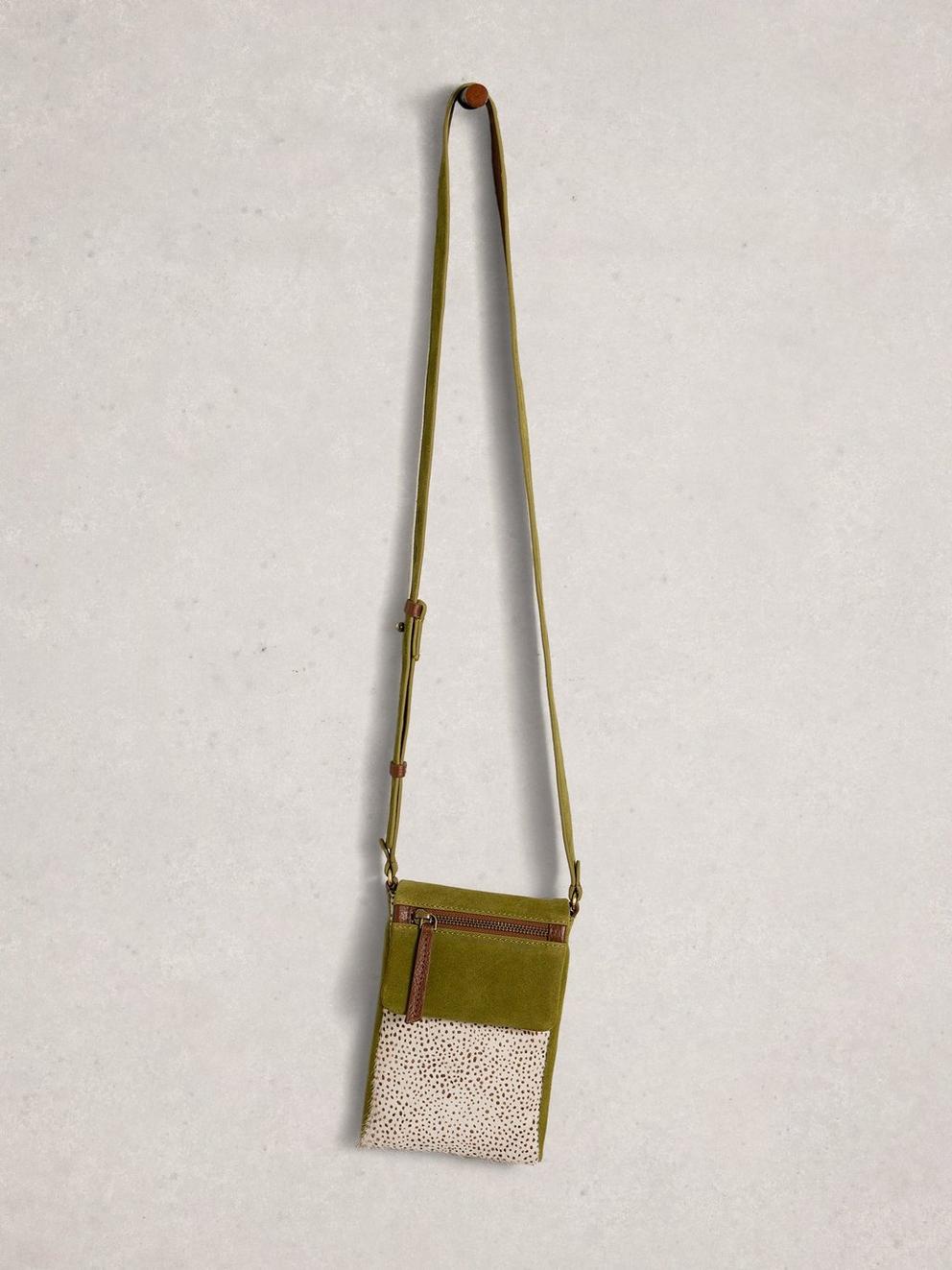 Tiggy Zip Phone Bag in GREEN MLT - FLAT FRONT