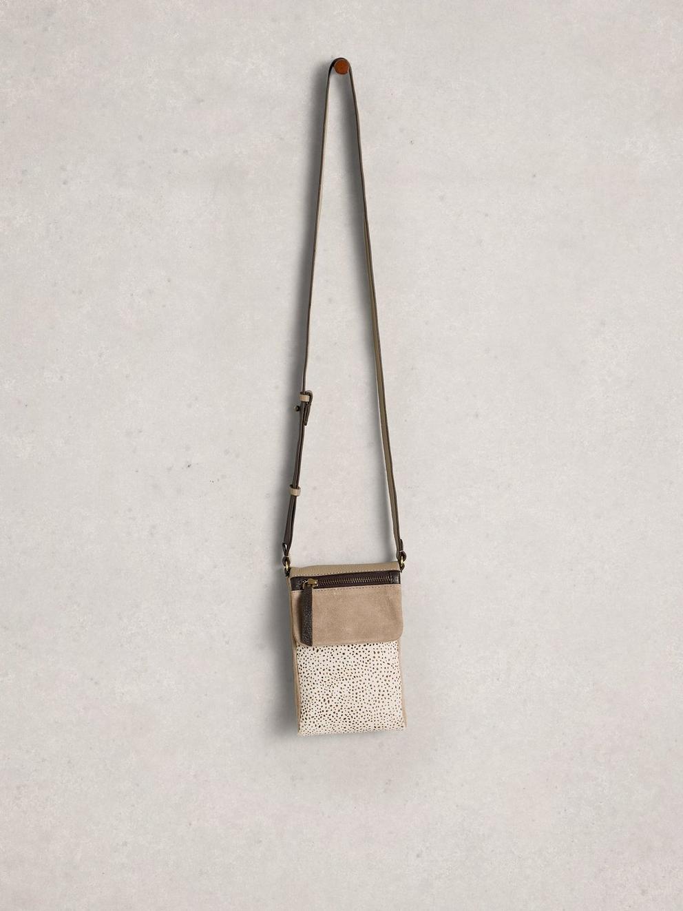 Tiggy Zip Phone Bag in NAT MLT - FLAT FRONT