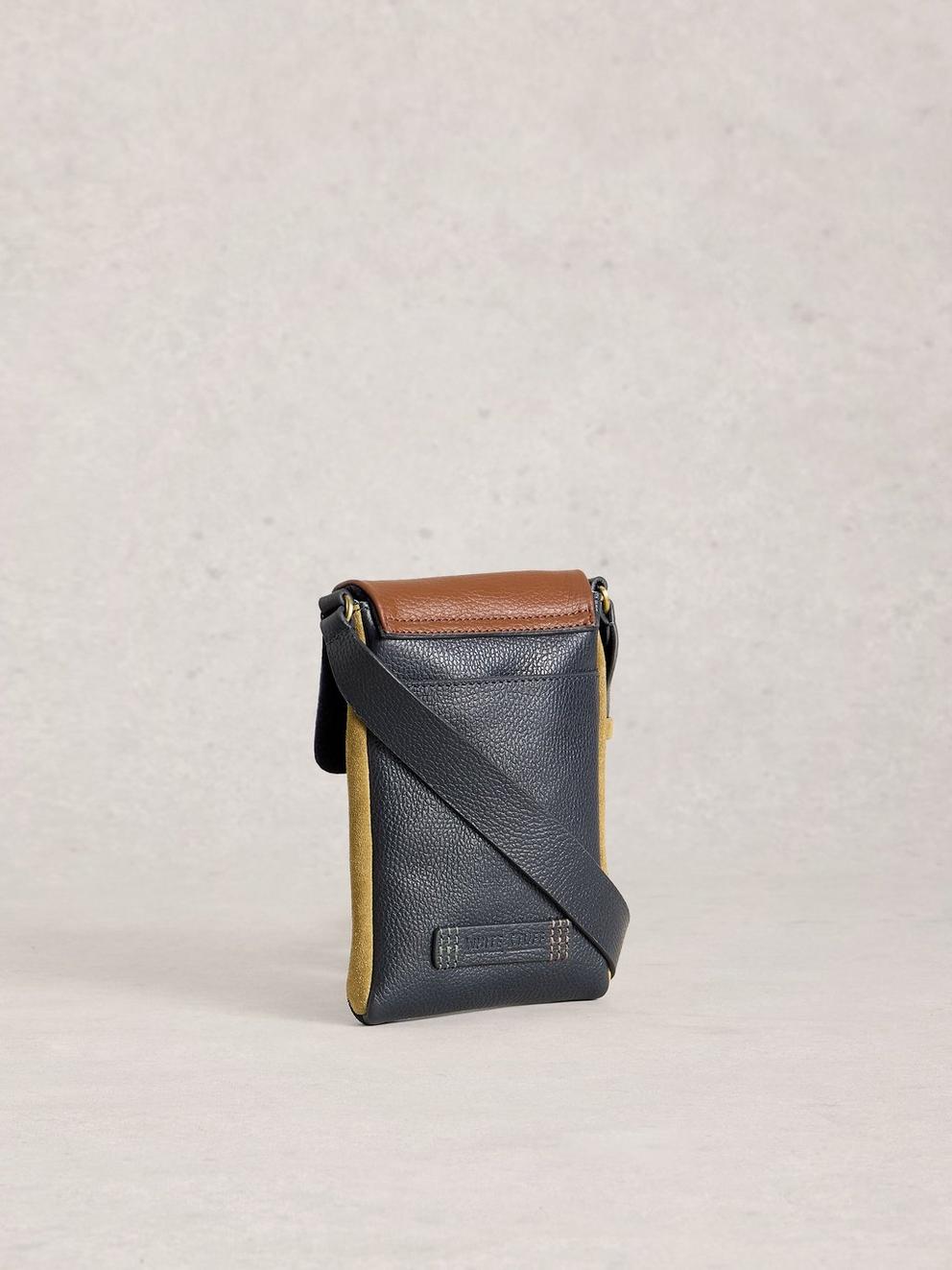 Tiggy Zip Phone Bag in NAVY MULTI - FLAT BACK