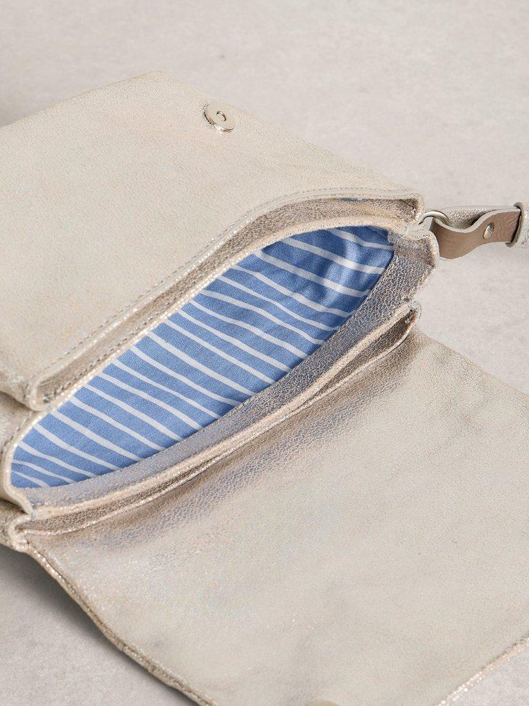 Tiggy Zip Crossbody Bag in SLV TN MET - FLAT DETAIL