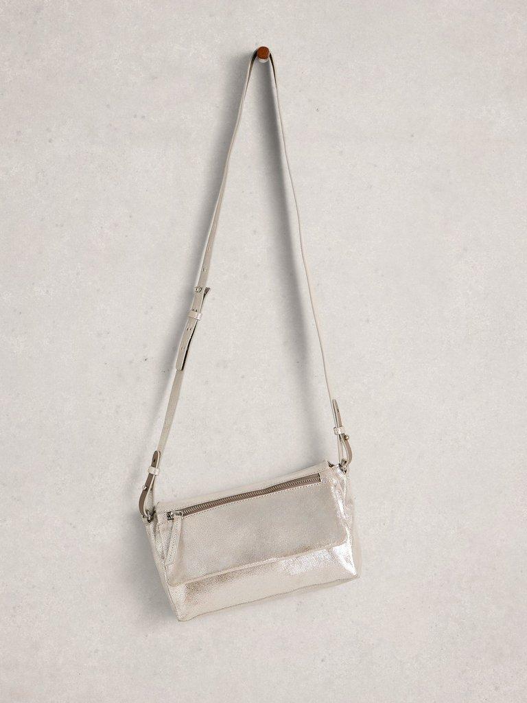 Tiggy Zip Crossbody Bag in SLV TN MET - FLAT FRONT