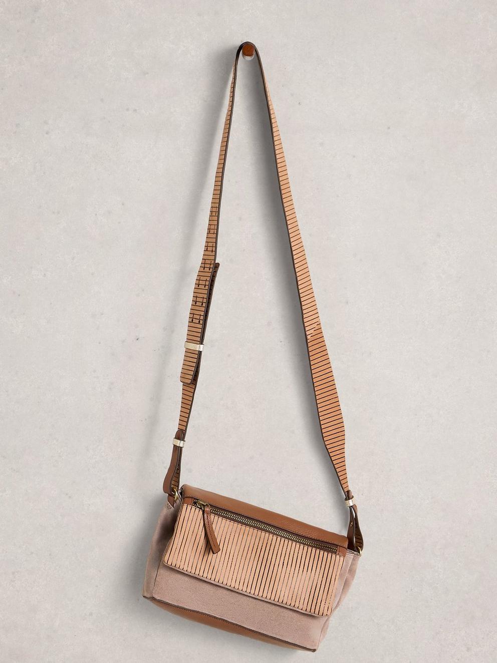 Tiggy Zip Crossbody Bag in TAN MULTI - FLAT FRONT
