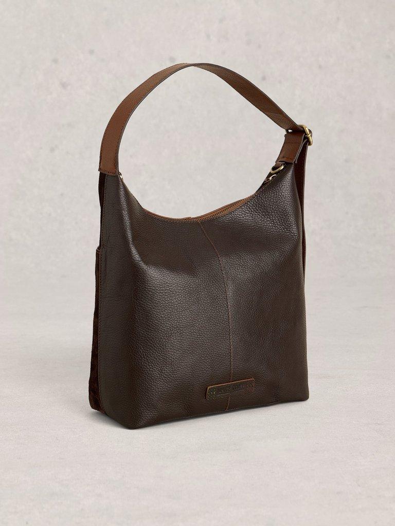 Sophia Leather Zip Crossbody in DK BROWN - FLAT BACK