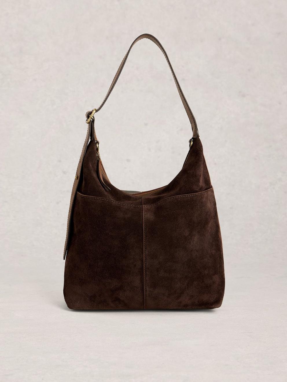 Sophia Leather Zip Crossbody in DK BROWN - LIFESTYLE