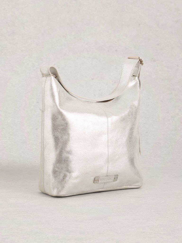 Sophia Leather Zip Crossbody in SLV TN MET - FLAT BACK