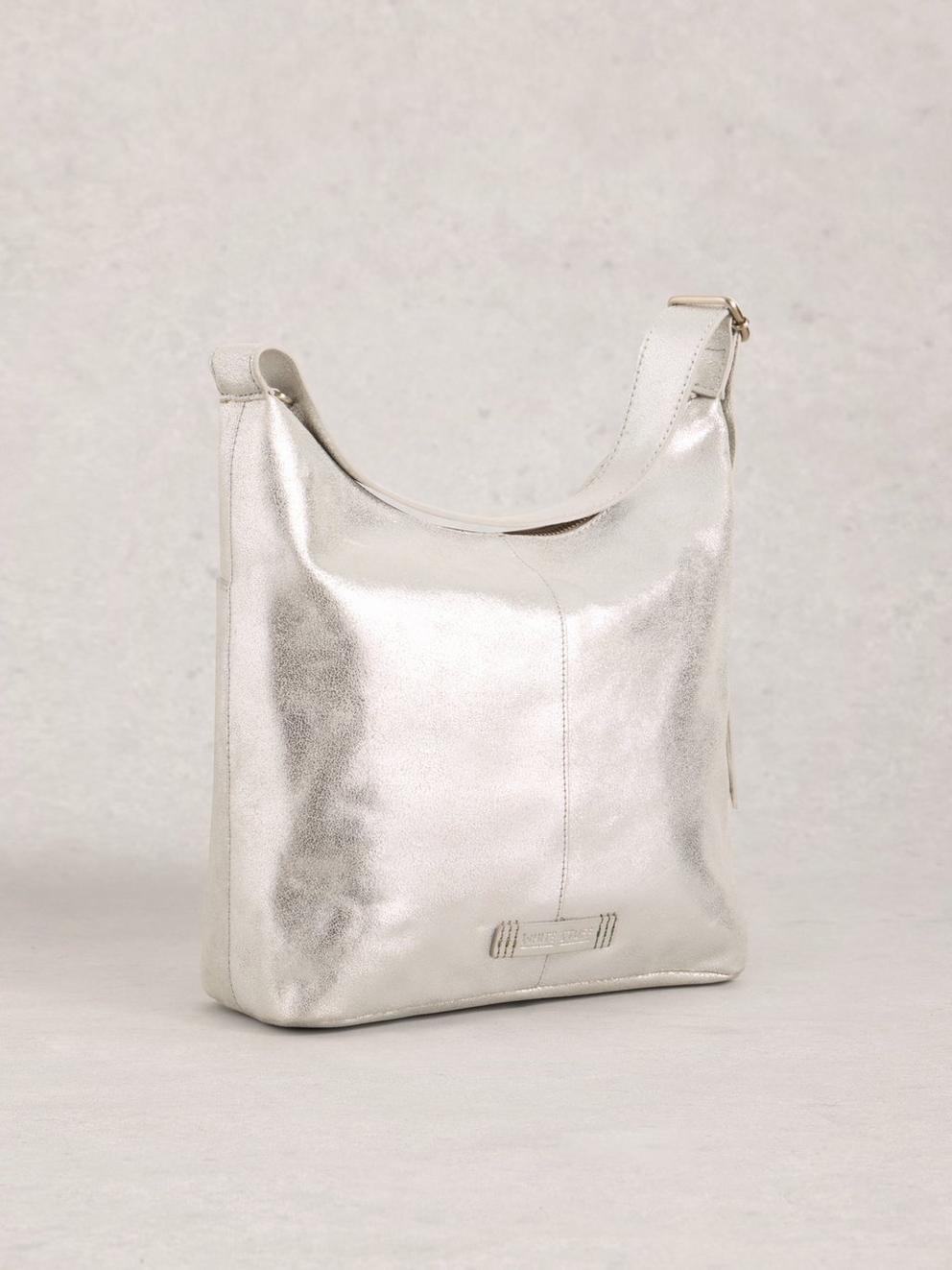 Sophia Leather Zip Crossbody in SLV TN MET - FLAT BACK