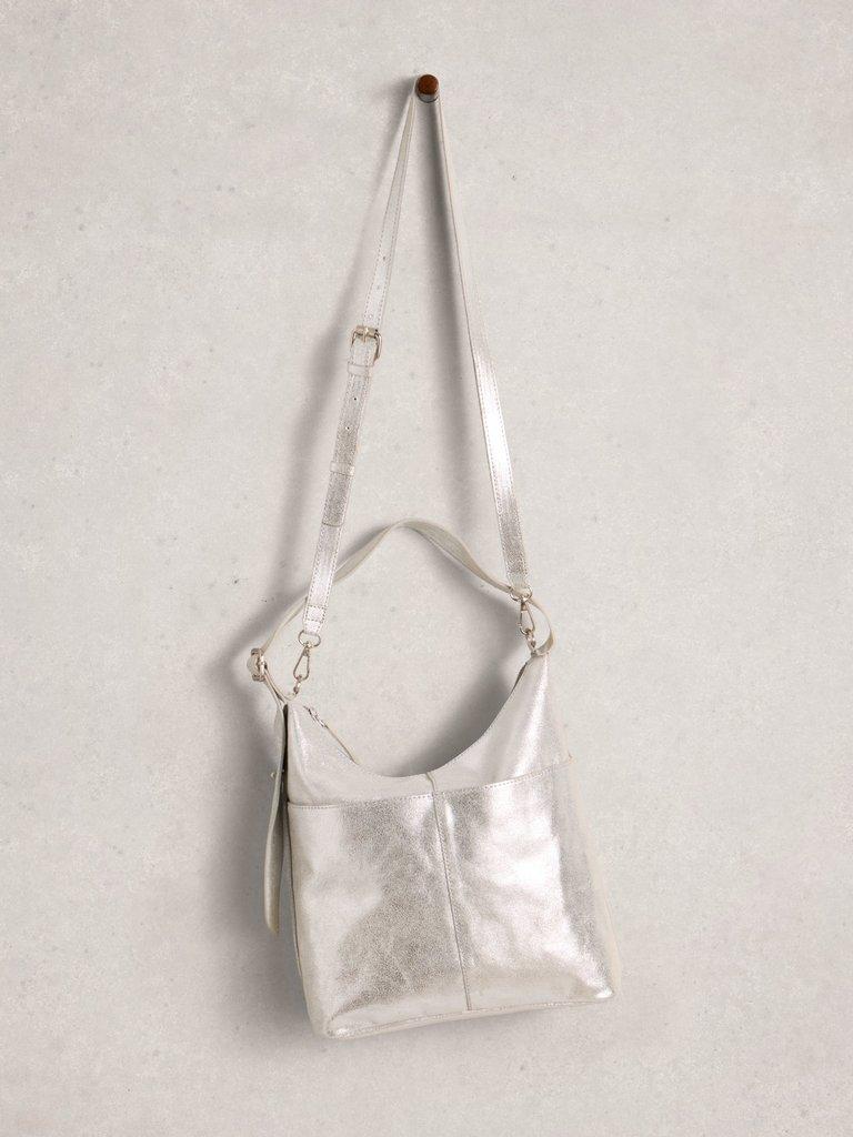 Sophia Leather Zip Crossbody in SLV TN MET - FLAT FRONT