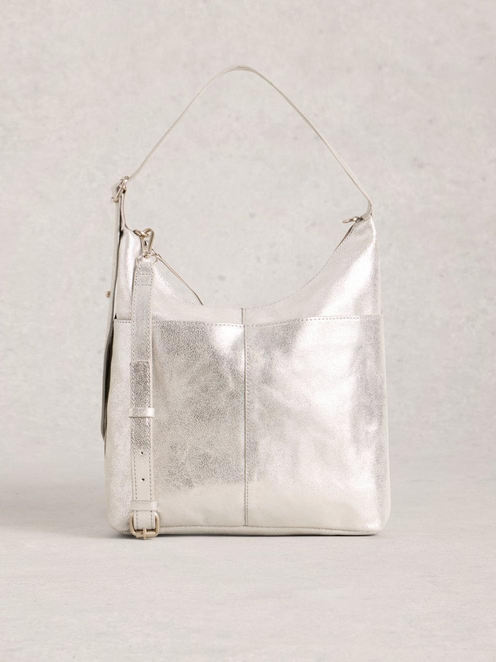 Sophia Leather Zip Crossbody in SLV TN MET - LIFESTYLE