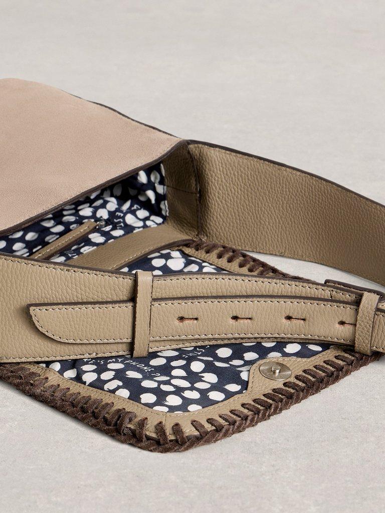 Isabelle Satchel Crossbody Bag in DK NAT - FLAT DETAIL