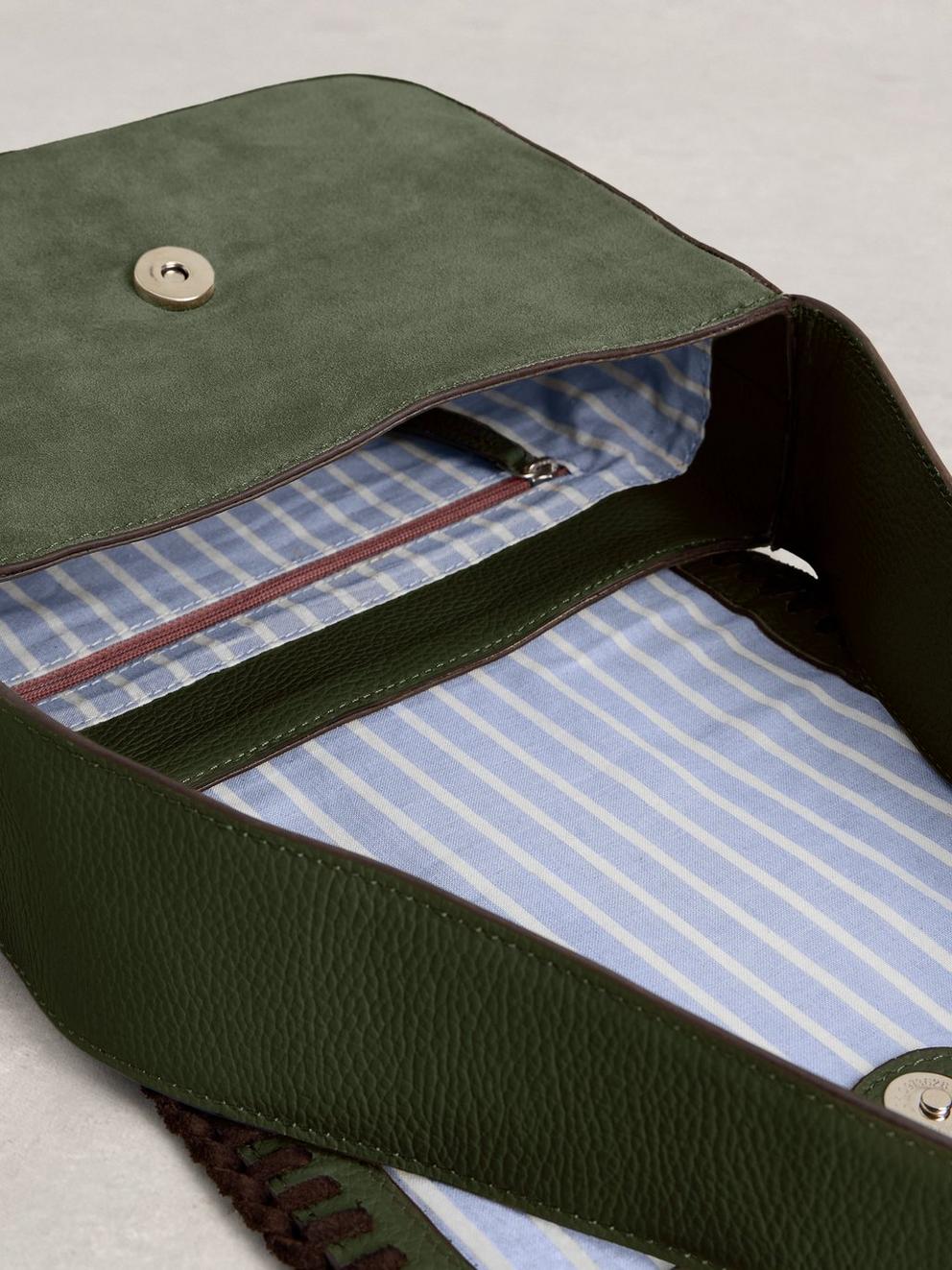 Isabelle Satchel Crossbody Bag in KHAKI GRN - FLAT DETAIL