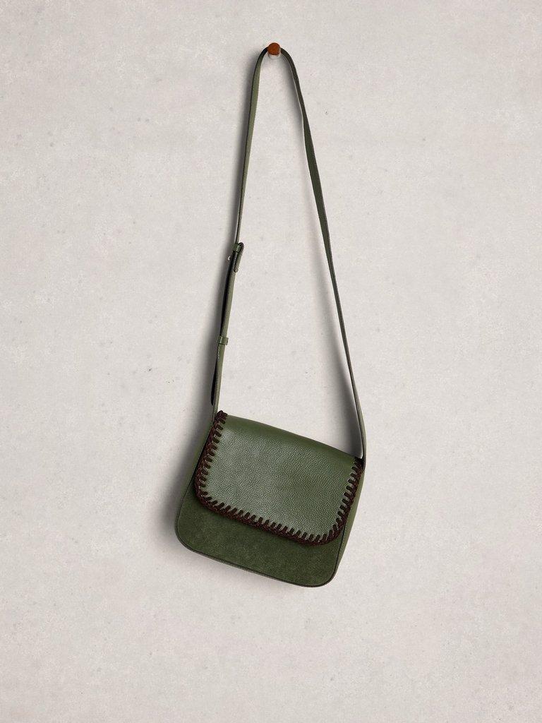Isabelle Satchel Crossbody Bag in KHAKI GRN - FLAT FRONT