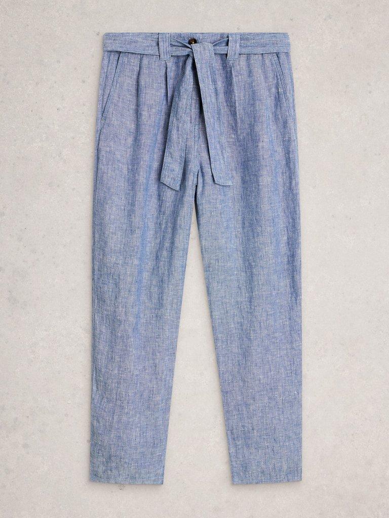 Hadley Linen Trouser in CHAMB BLUE - FLAT FRONT