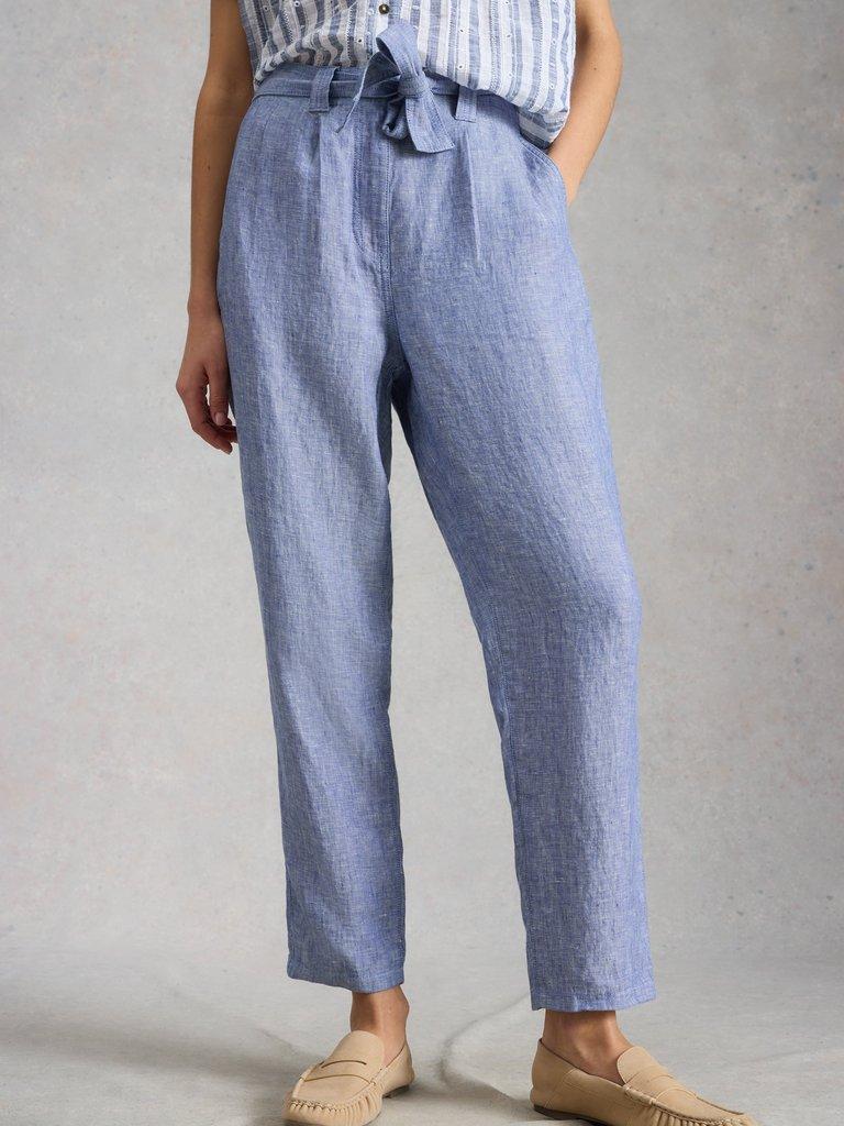 Hadley Linen Trouser in CHAMB BLUE - LIFESTYLE