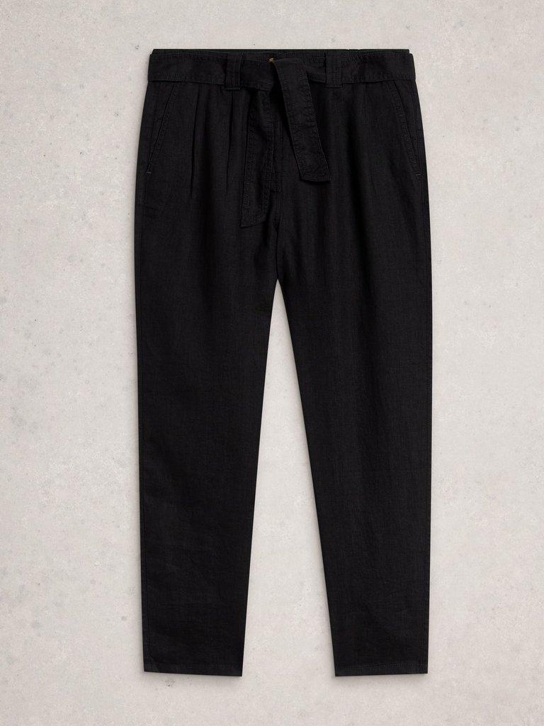 Hadley Linen Trouser in PURE BLK - FLAT FRONT
