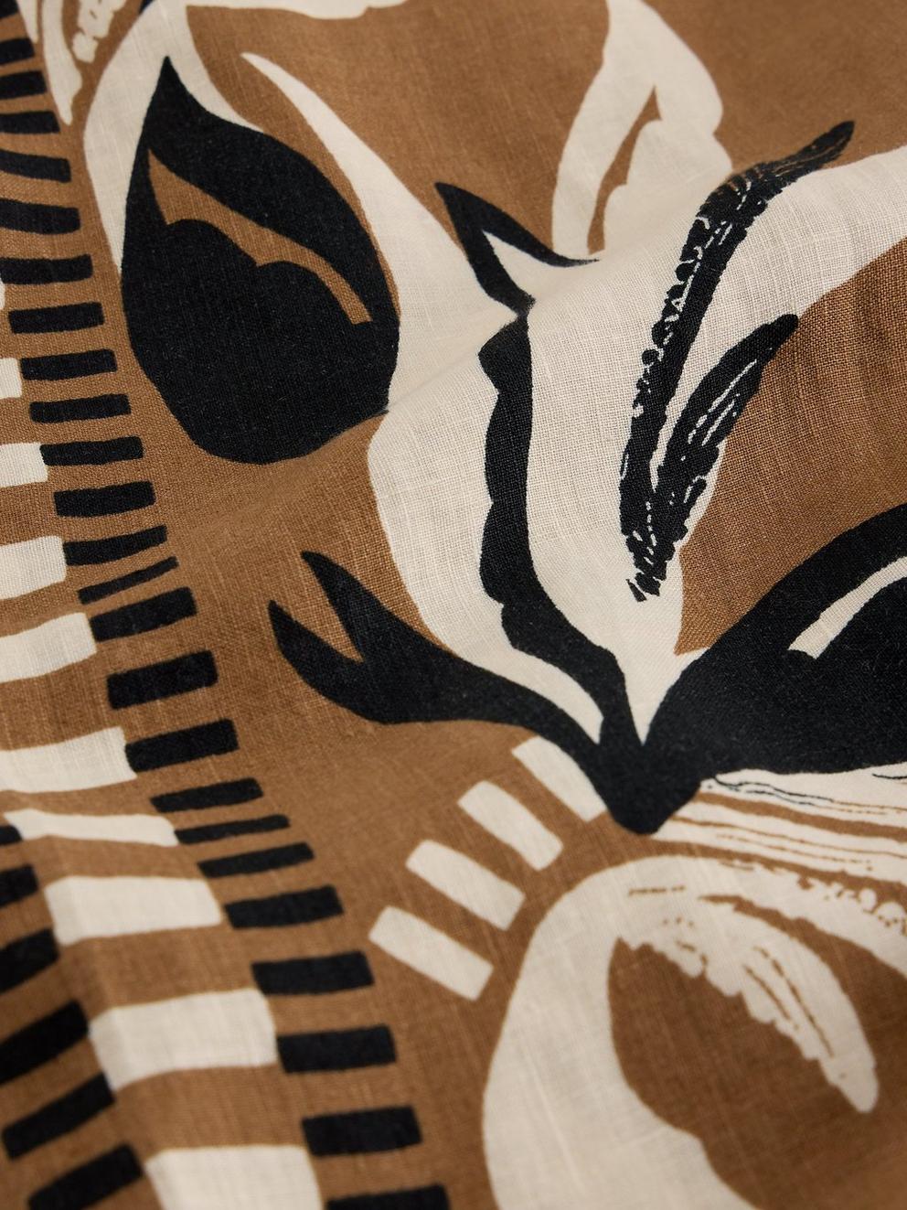 Ally Linen Wide Leg Trouser in BROWN PR - FLAT DETAIL