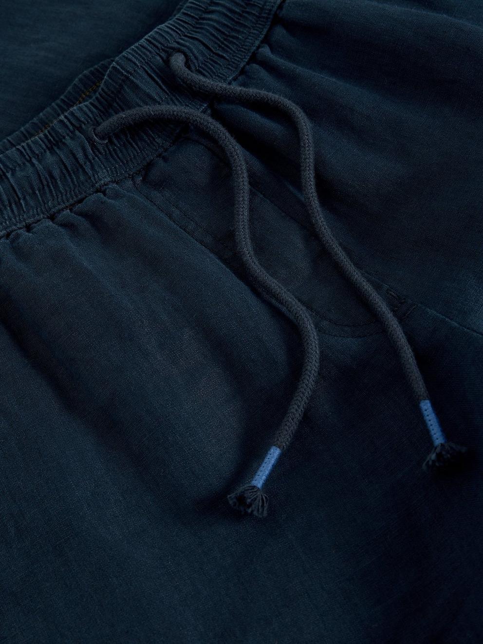 Ally Linen Wide Leg Trouser in DARK NAVY - FLAT DETAIL