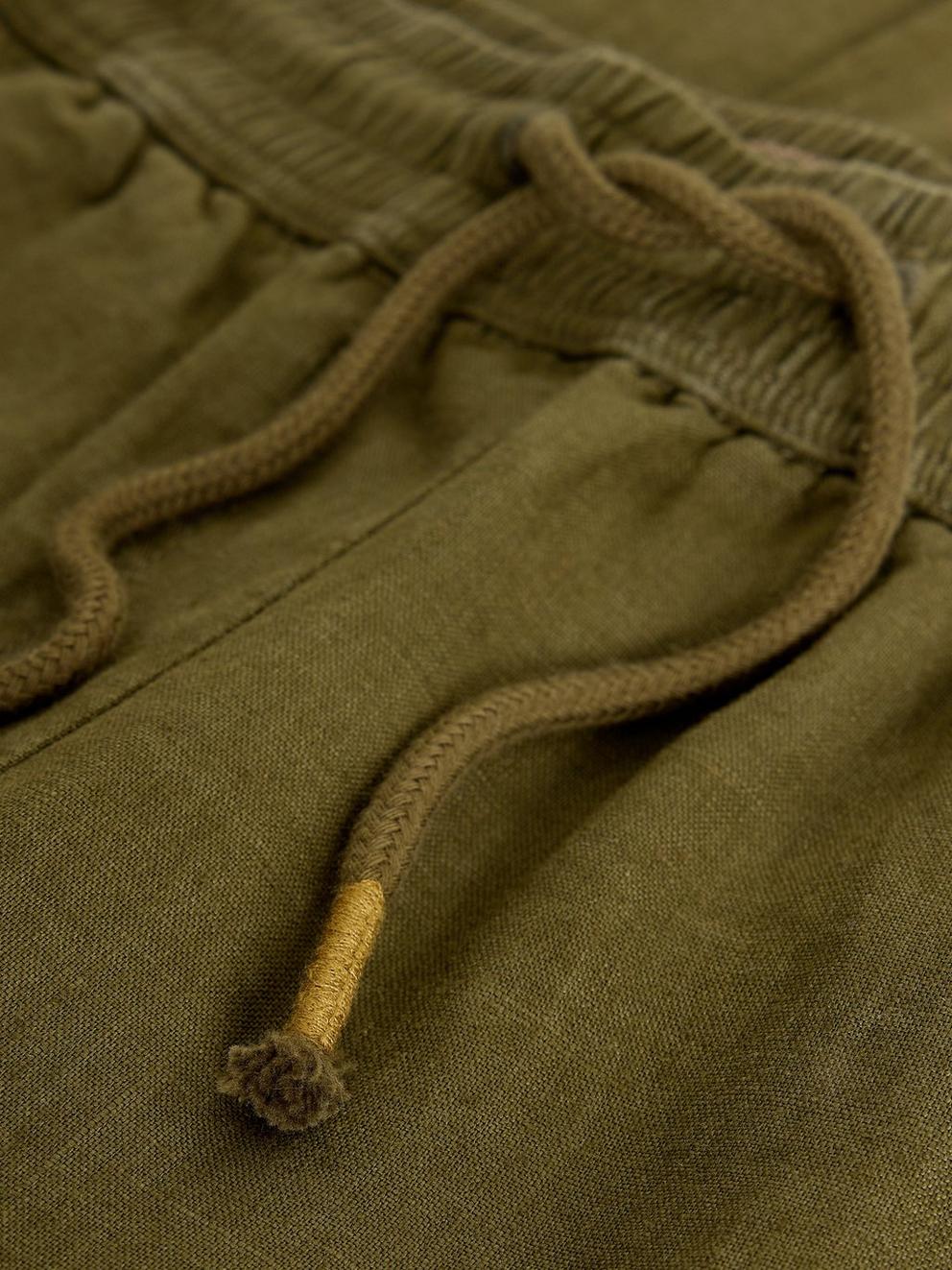 Ally Linen Wide Leg Trouser in KHAKI GRN - FLAT DETAIL